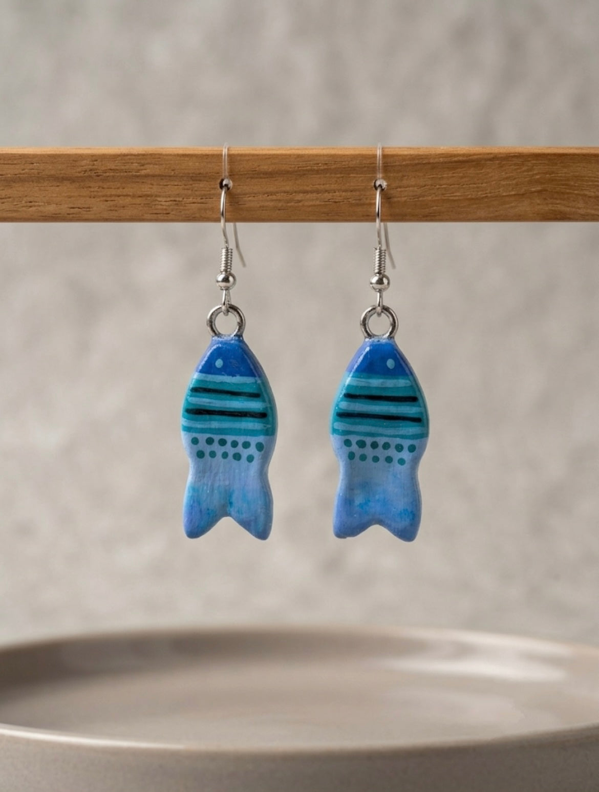 Aqua Fish Clay Earrings | Handmade Ocean-Inspired Drop Dangle Earrings