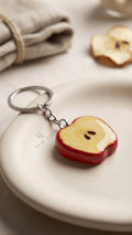 Artisan Hand-Painted Red Apple Keyring | Glossy Resin Finish