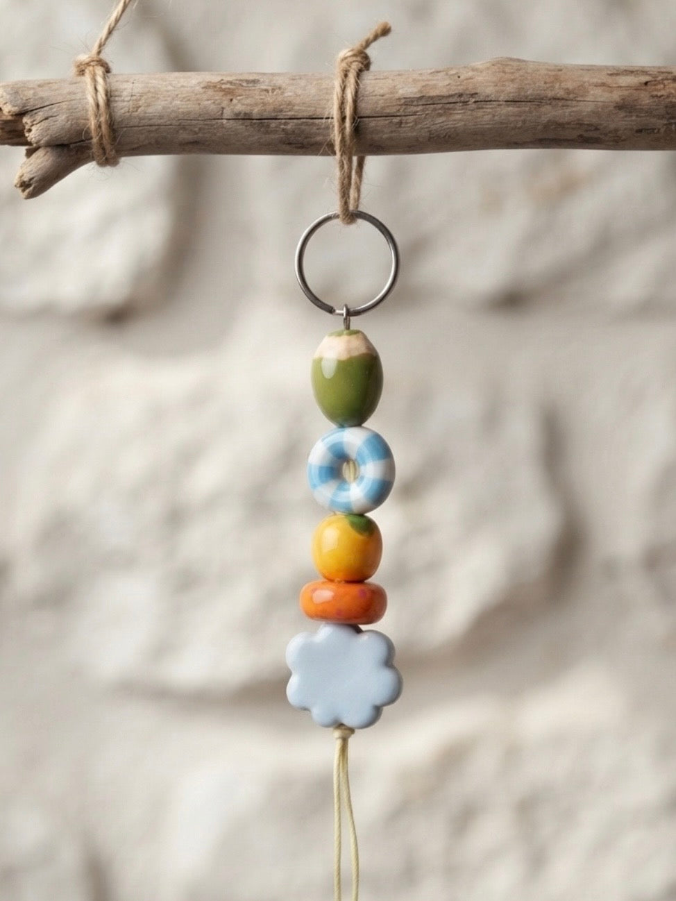 Cloud & Sun Clay Keychain || Vibrant Handmade Keychain
