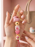 Handmade Pink Bunny & Hamster Clay Keychain| Hand-Painted & Resin Glazed (customised)