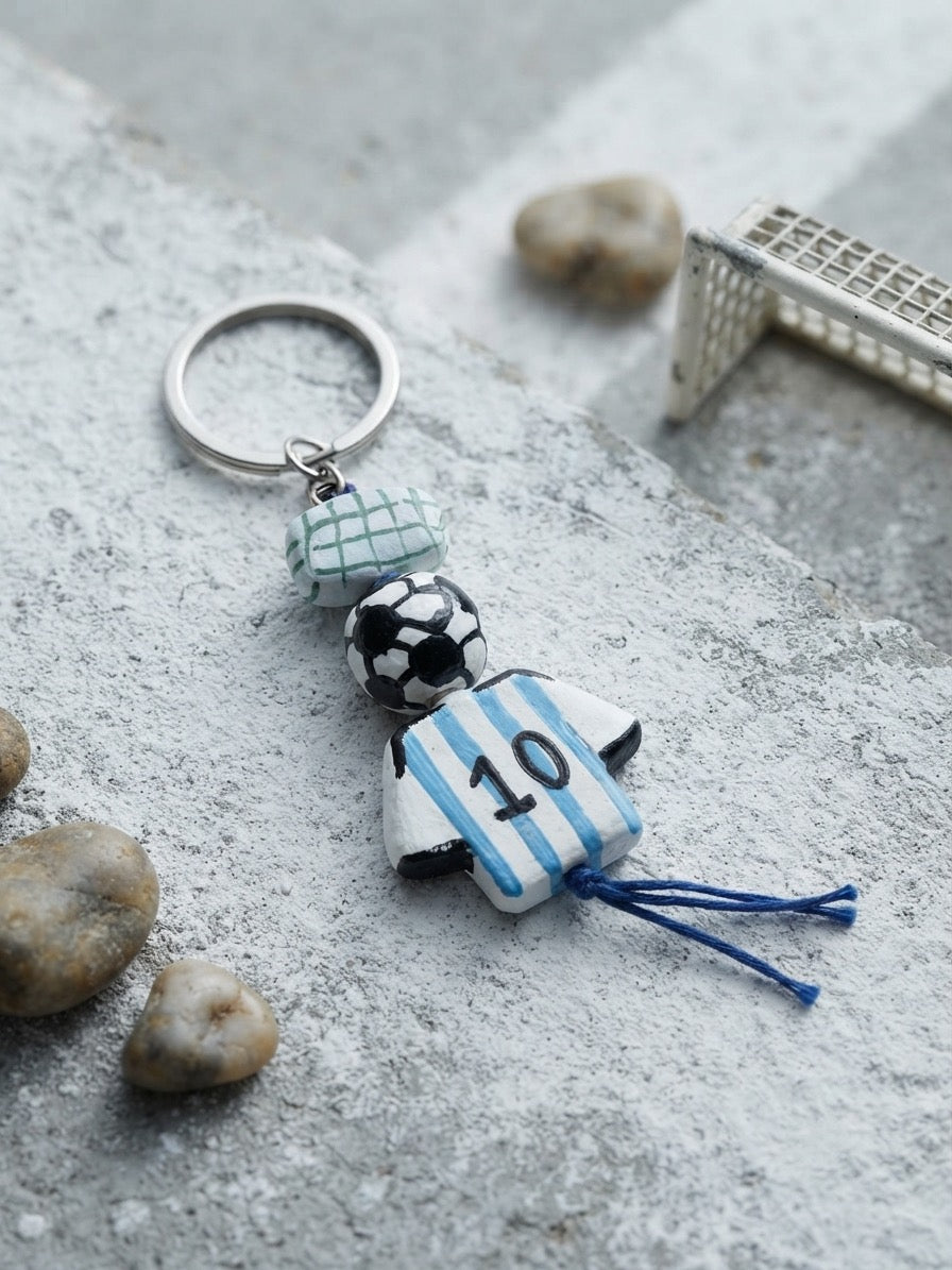 Number 10 Football Blue Jersey Keychain | Soccer Fan Bag Charm