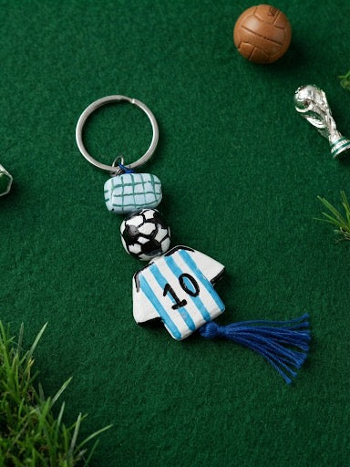 Number 10 Football Blue Jersey Keychain | Soccer Fan Bag Charm
