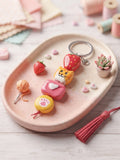 Cat & Strawberry Clay Keychain | Cozy Crafting Bag Charm