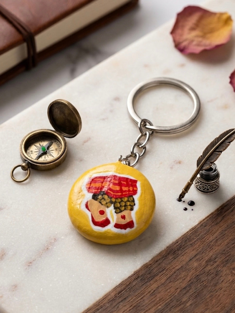 Vibrant Yellow Classical Dancer Clay Keyring | Handcrafted Aesthetic Gift