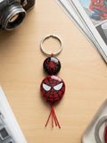 Spider-Web Clay Keyring | Bold Red & Black Bag Accessory