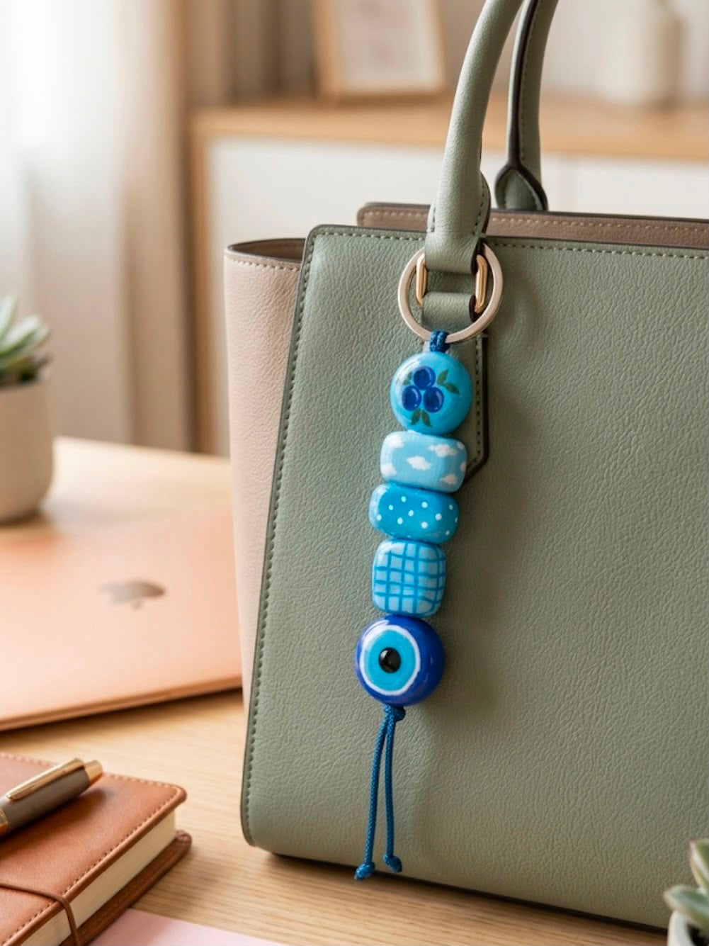 Protective Evil Eye || Handmade Blue Serenity Clay Keychain