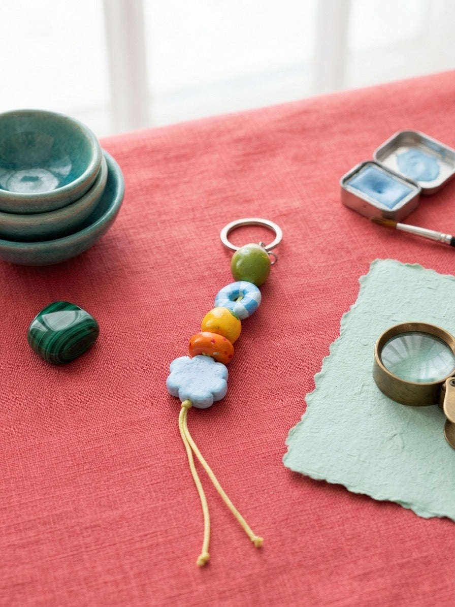 Cloud & Sun Clay Keychain || Vibrant Handmade Keychain