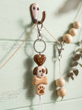Chunky Brown Dog & Paw Clay Keyring | Waterproof Bag Charm | waterproof