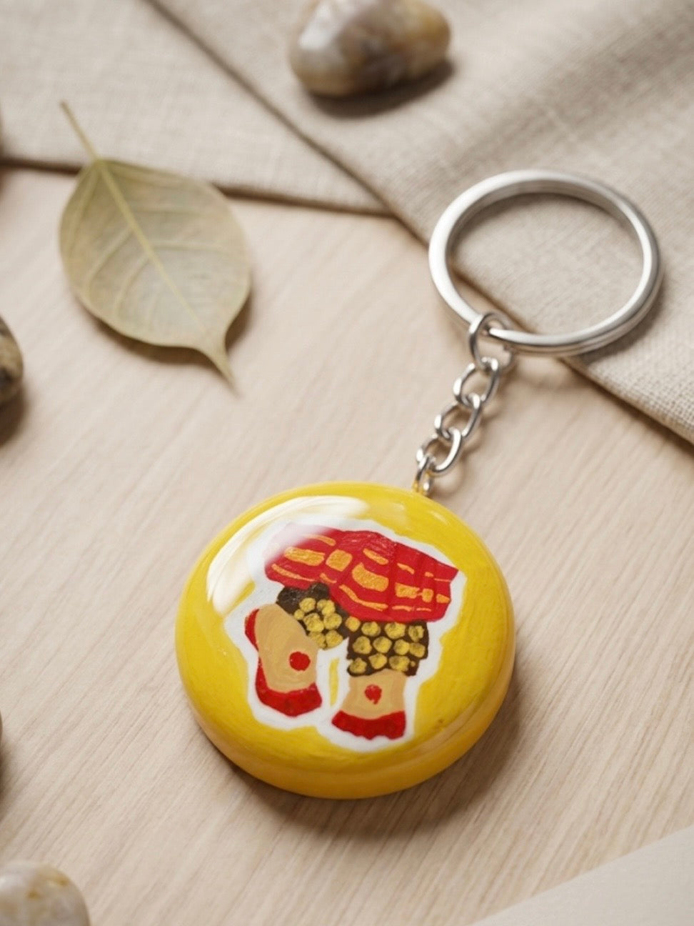 Vibrant Yellow Classical Dancer Clay Keyring | Handcrafted Aesthetic Gift