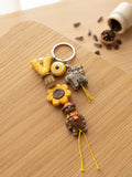 Sunflower & Teddy Bear Charm Clay Keychain | 100% Handmade