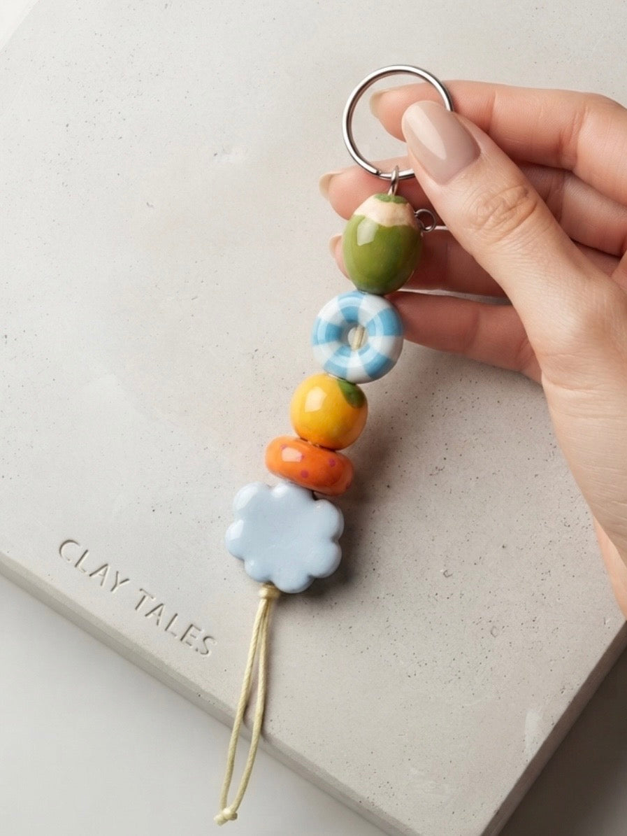 Cloud & Sun Clay Keychain || Vibrant Handmade Keychain