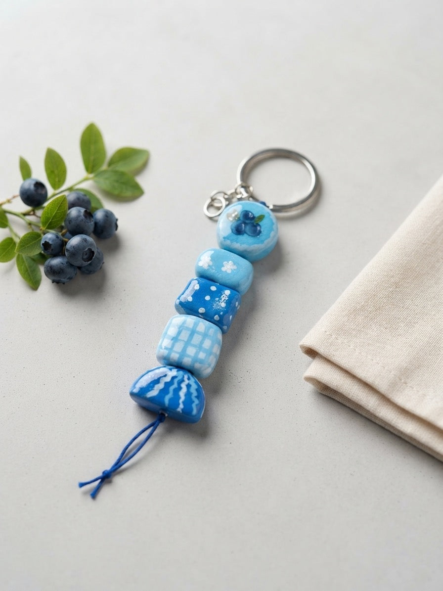 Aesthetic Blue Hand-Painted Clay Keychain | Waterproof Bag Charm/ Keychain